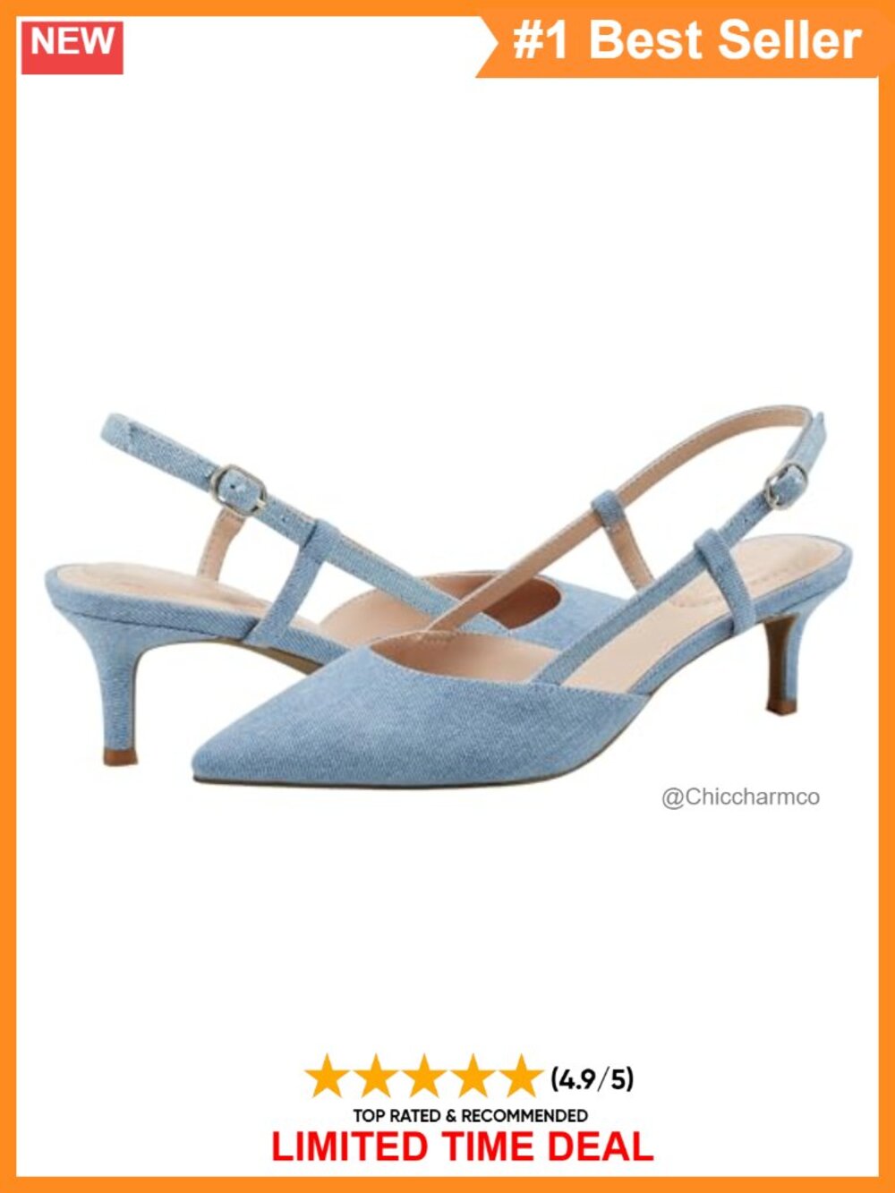 Pointed Toe Slingback Kitten Heel Dress Pump Cushioned Buckle